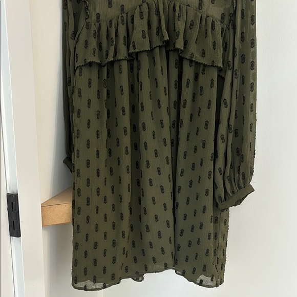 Olive Green Ruffle Dress - Picture 5 of 5